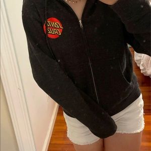 SOLD Small Santa Cruz Zip Up Gray Hoodie